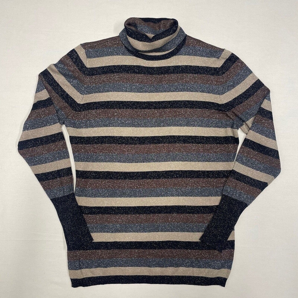 Worthington Sparkle Striped Turtleneck Women's Extra Large XL Fitted Stretch